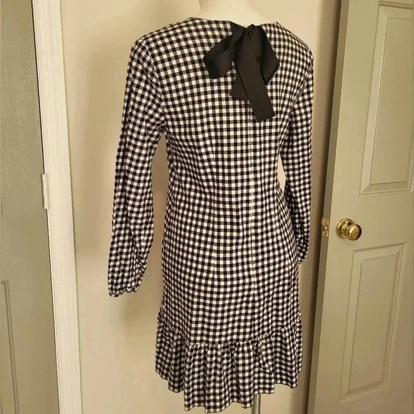 J.Crew Black/White Gingham Flannel Ruffle Bow Back Dress(S) - Picture 11 of 11